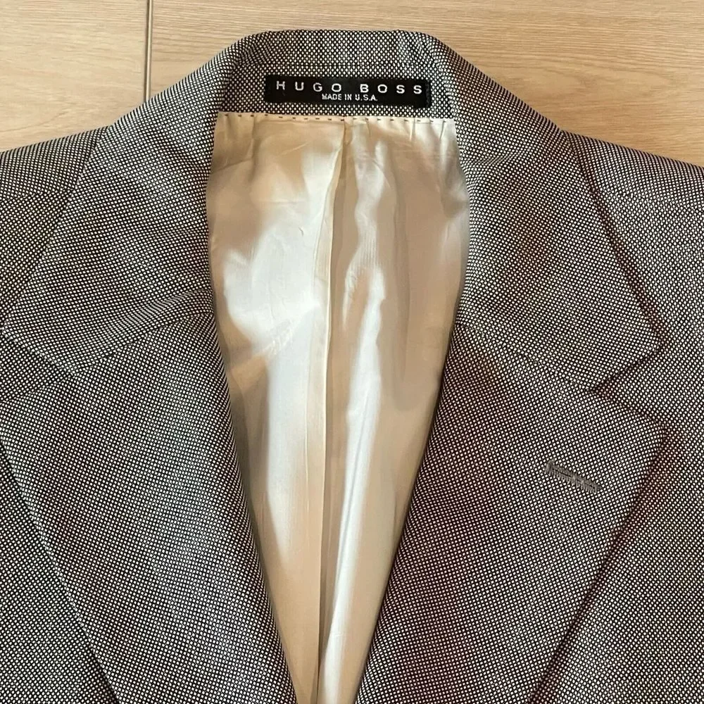Hugo Boss Mens Suit Blazer 46L Super 140 100% Virgin Wool L34 Preppy Prom‎